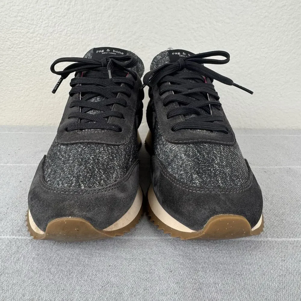 Rag & Bone Retro Runners Sporty Athletic Running Sneakers Grey Denim Pink 9 / 39